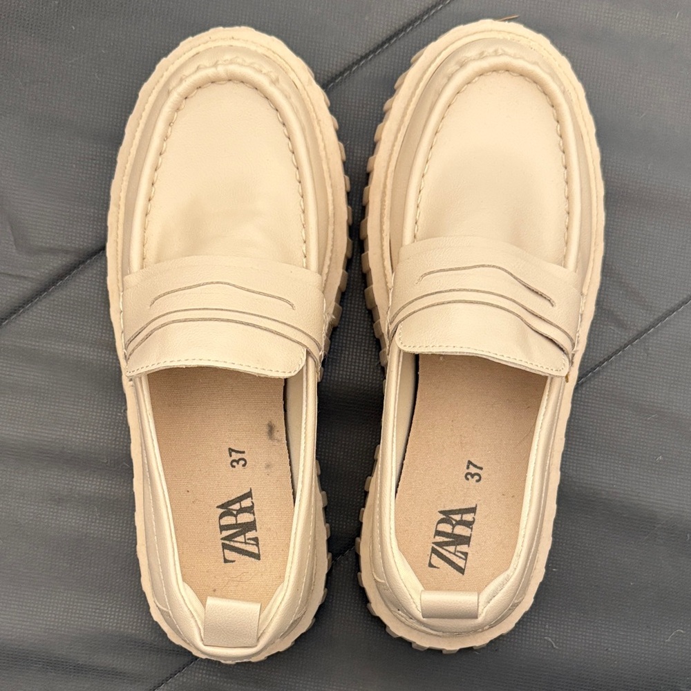 Zara Cream chunky Loafers